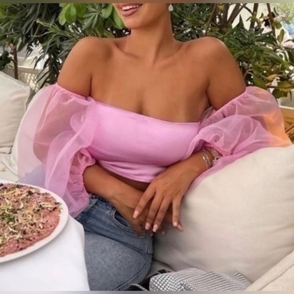 Zara puff sleeve crop top